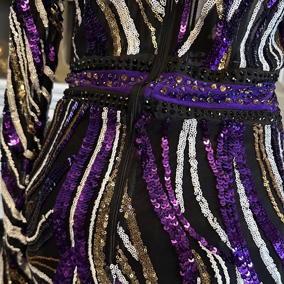 Fashion Nova Purple Sequin Long Sleeve Dress - Picture 5 of 6